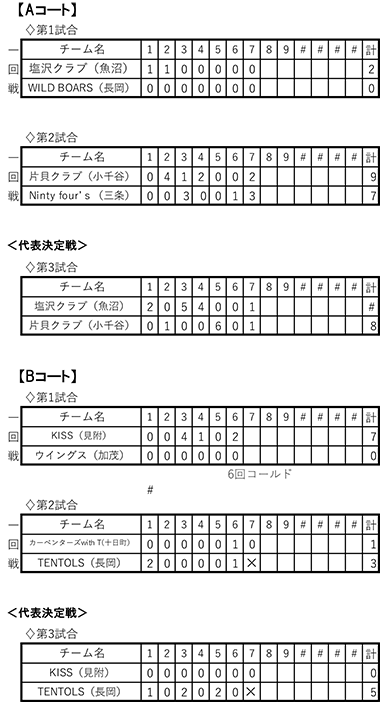 高松宮賜杯第66回全日本軟式野球大会(2部)中越大会結果