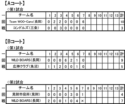 第47回東日本軟式野球大会2部中越大会イニングスコア