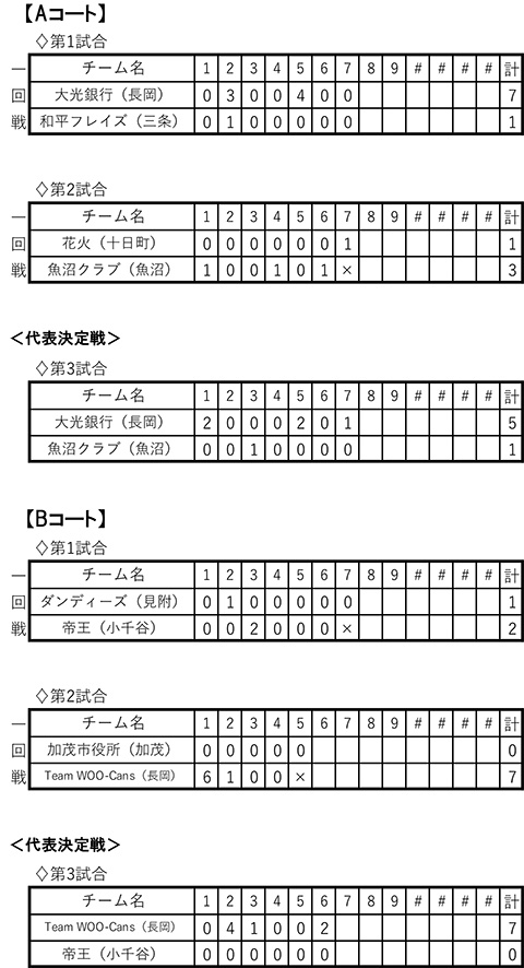 高松宮賜杯第69回全日本軟式野球大会(1部)中越大会結果
