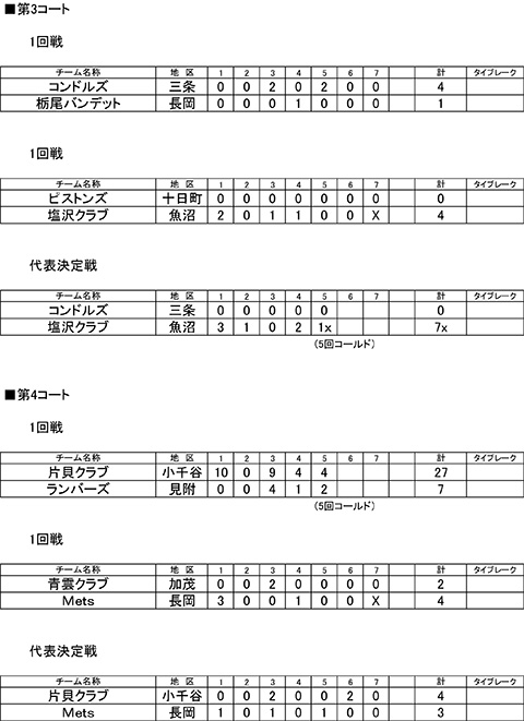 高松宮賜杯第69回全日本軟式野球大会(2部)中越大会結果