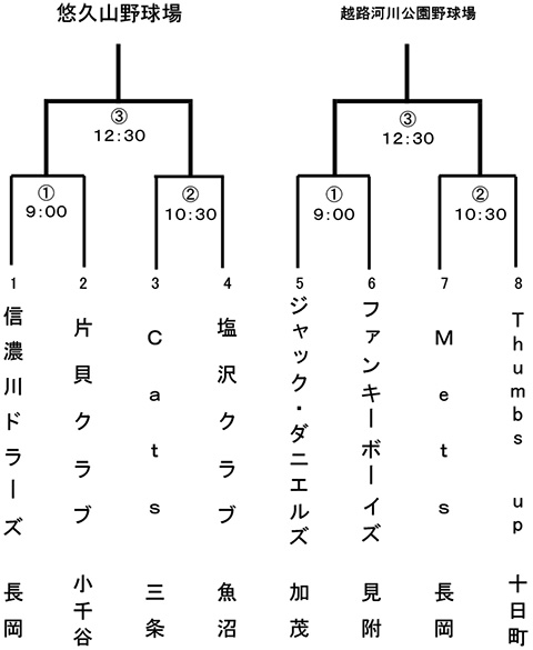 第48回東日本軟式野球大会2部中越大会トーナメント表