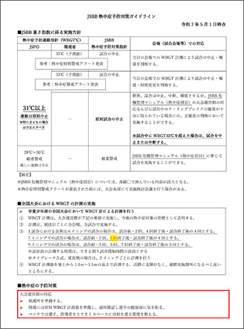 JSBB熱中症予防対策ガイドライン